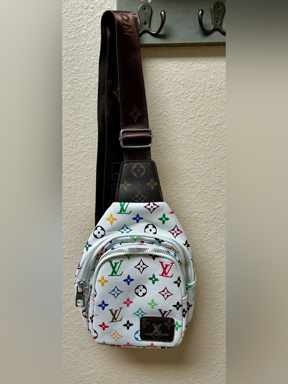 Designer Inspired Multicolor Monogram Crossbody Bag Like New